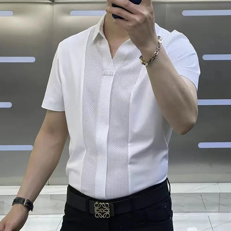 MEN'S BUSINESS CASUAL PATCHWORK SHIRT