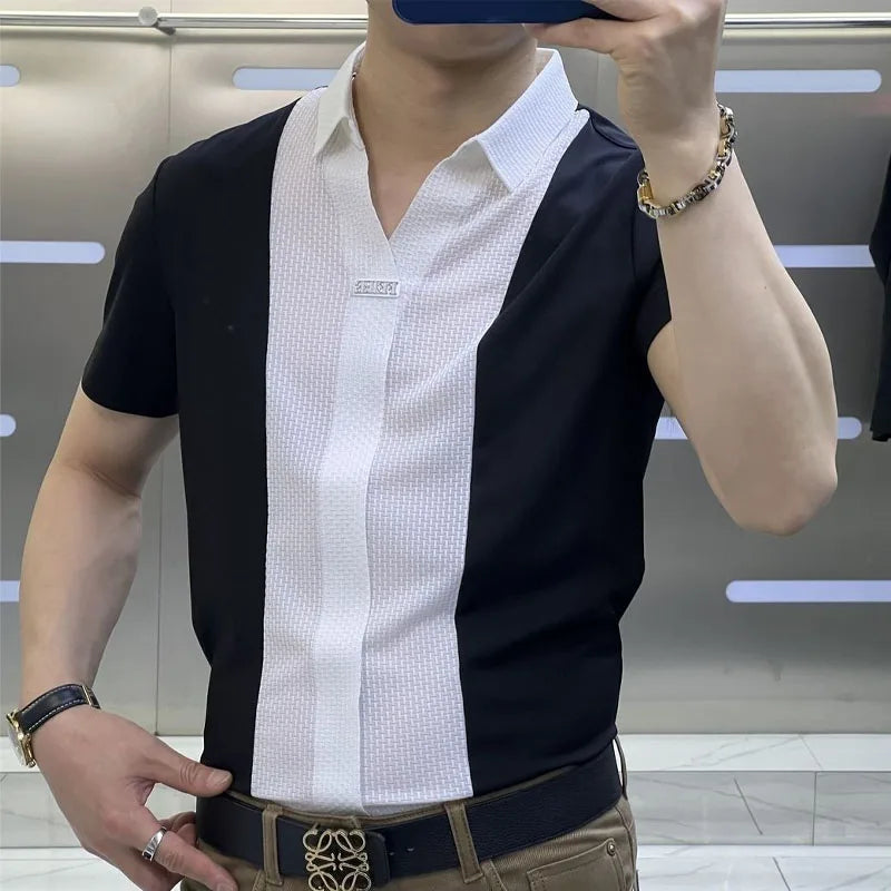 MEN'S BUSINESS CASUAL PATCHWORK SHIRT