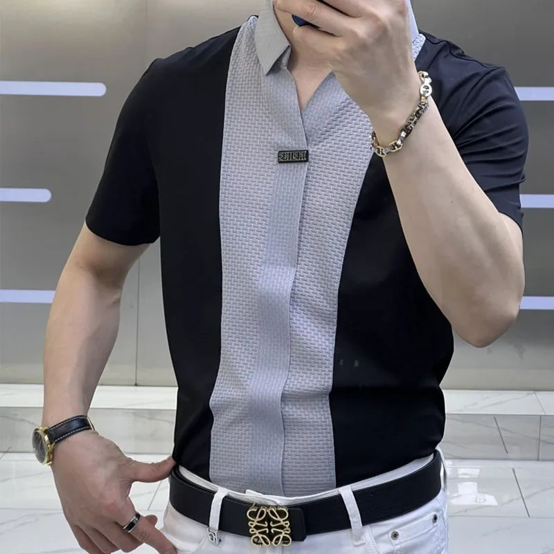 MEN'S BUSINESS CASUAL PATCHWORK SHIRT