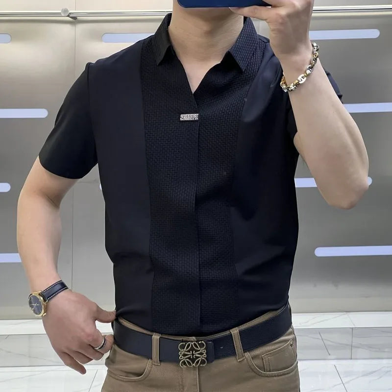 MEN'S BUSINESS CASUAL PATCHWORK SHIRT