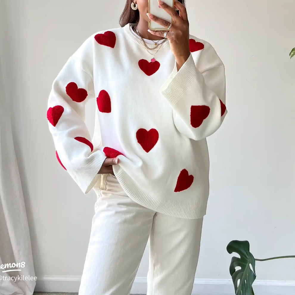 Cozy Red Heart Sweater