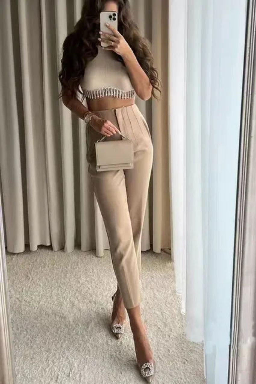 High waist tailored pants