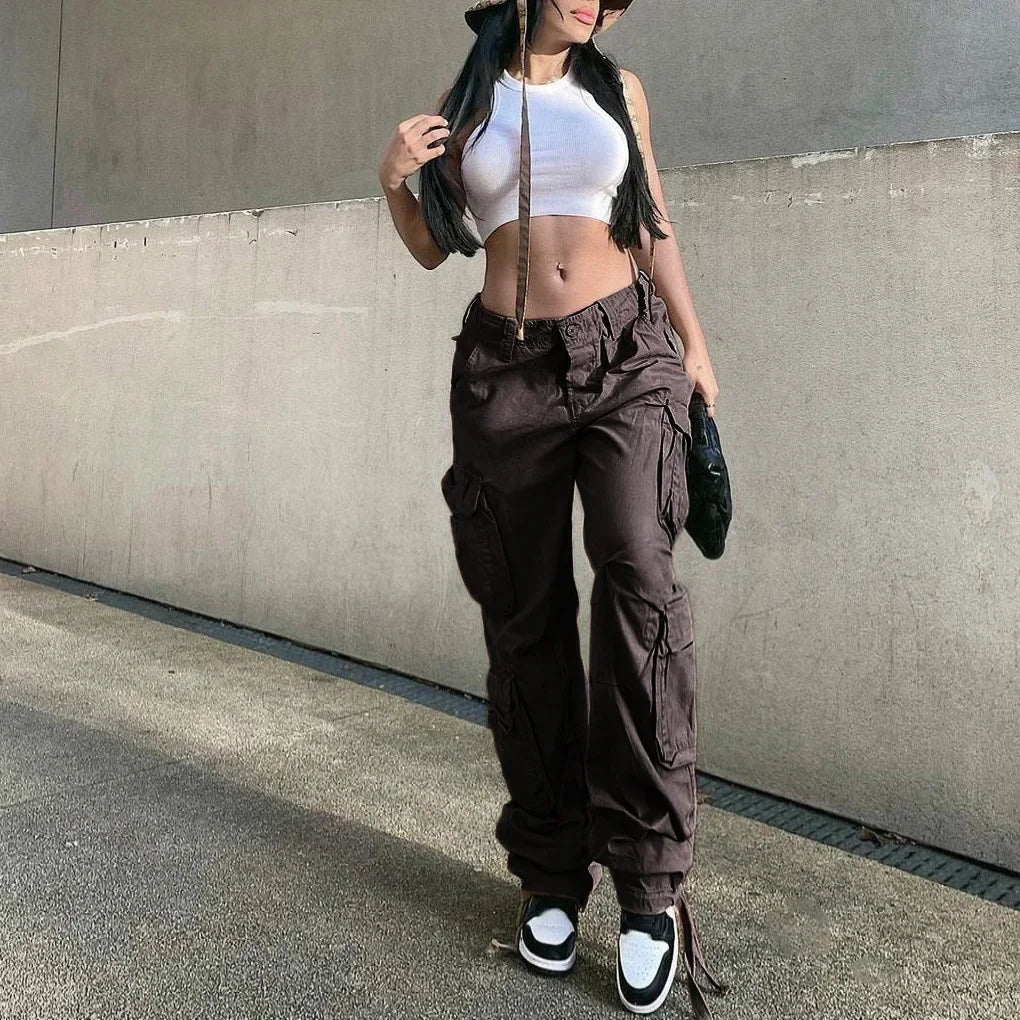 High Waist Adjustable Cargo Pants