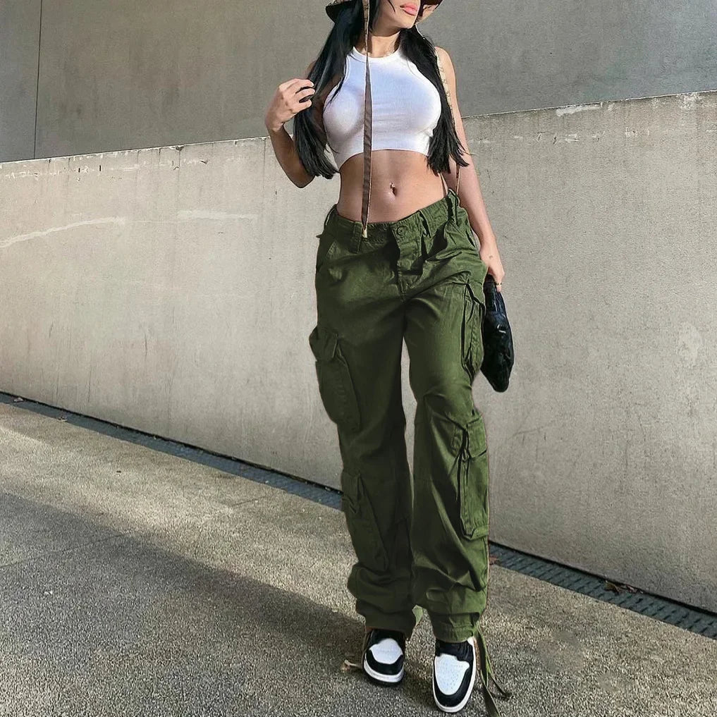 High Waist Adjustable Cargo Pants