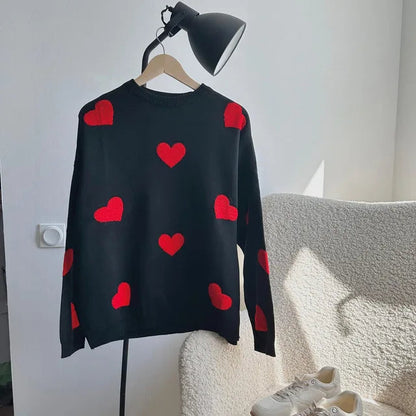 Cozy Red Heart Sweater