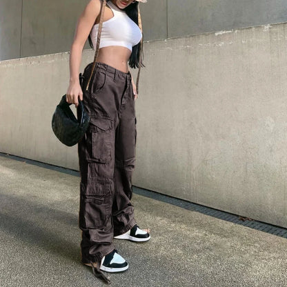 High Waist Adjustable Cargo Pants