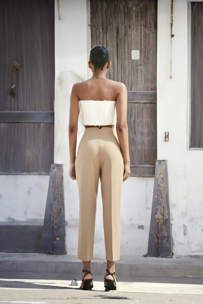 High waist tailored pants